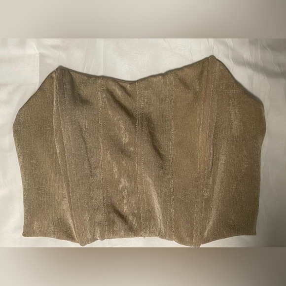 Urban Outfitters Mable Corset Bustier Tan/Gold Top. Size Small - Picture 2 of 7